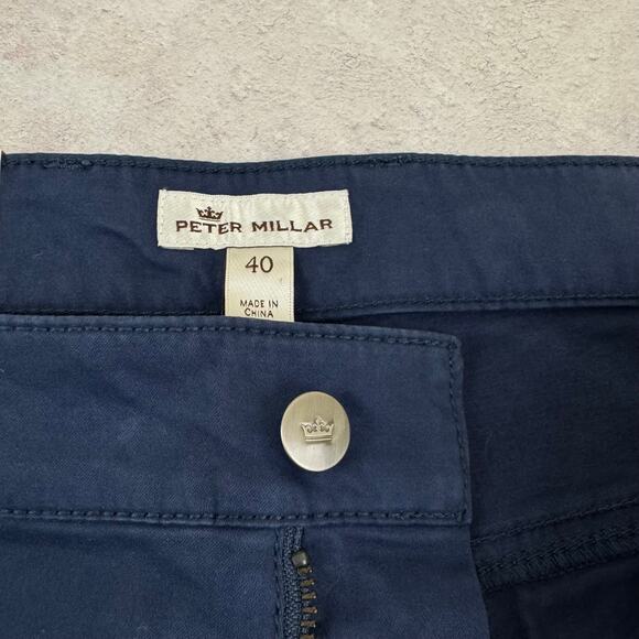 NEW Peter Millar Golf Pants Mens 40x33 Blue Chino Stretch Cotton Performance - Picture 5 of 9